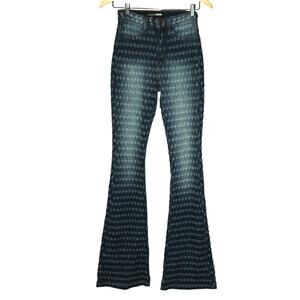 Fashion Nova Flared Bell Botton Distressed Pattern Jeans Size 0